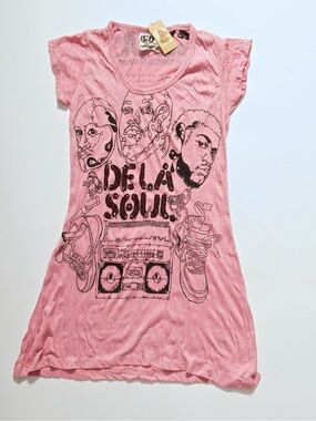 Women’s Pink Graphic Tee Dress 90s hip hop De La Soul